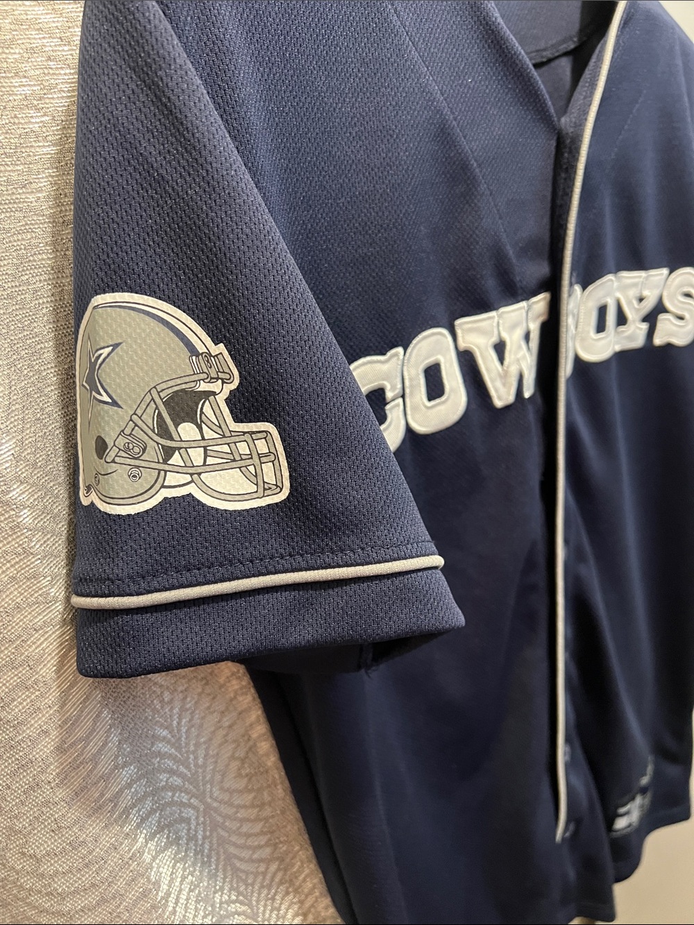 NFL Cowboys Navy Blue Button-Up Jersey - Picture 3 of 5